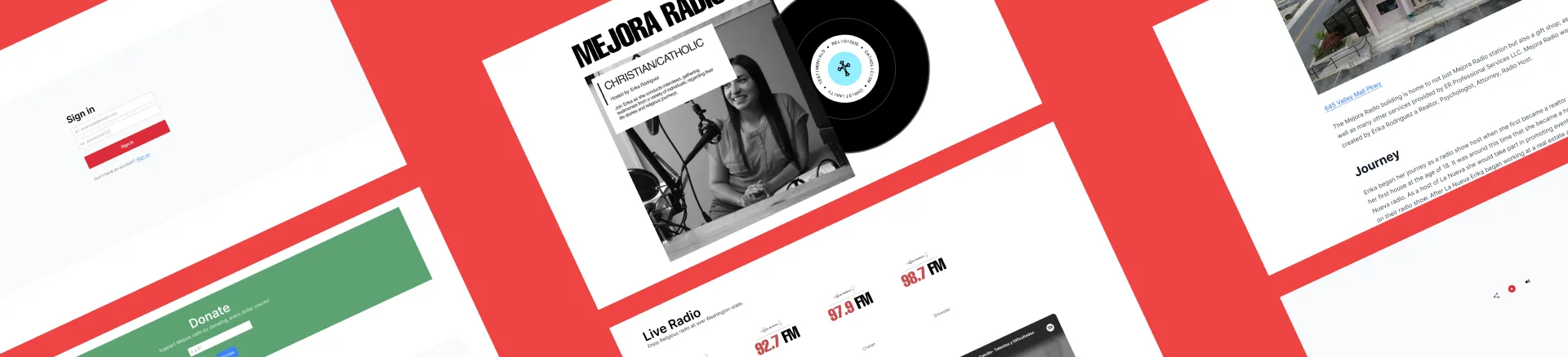 Mejora Radio website pages