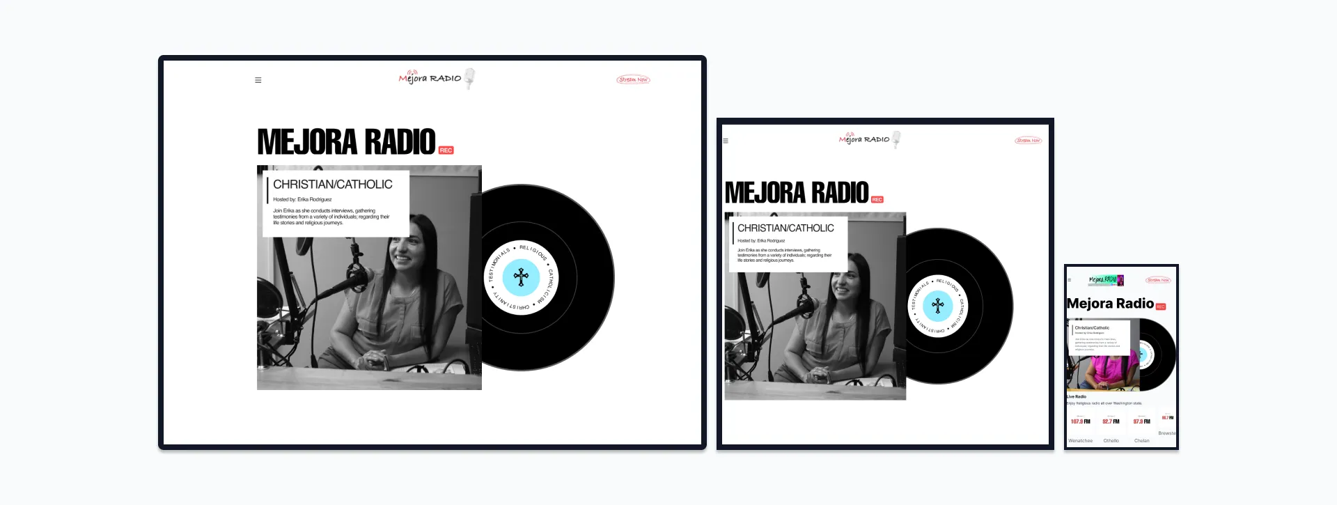 Mejora Radio website responsive pages